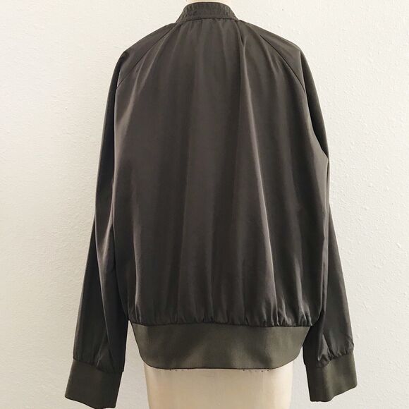 Free People Olive Green Full Zip Up Nylon Aviator Military Bomber Jacket - Picture 6 of 11